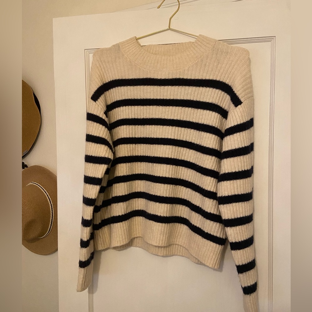 H&M striped cream & navy sweater